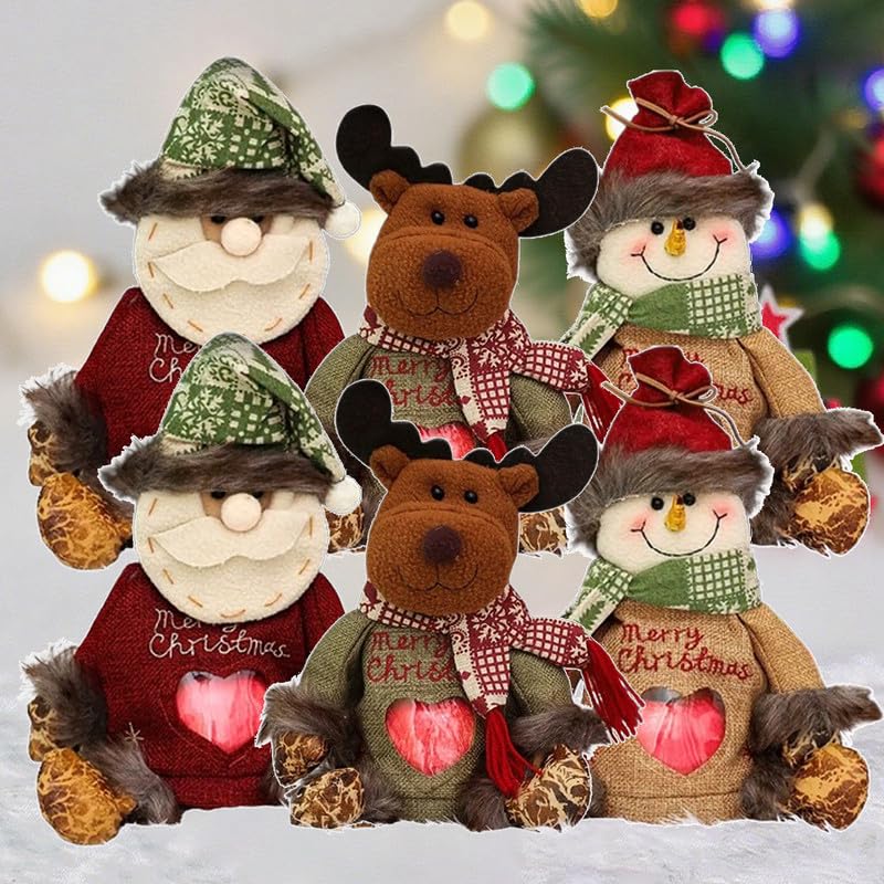 Vdeaszo Christmas Gift Bags Zipper Design for Gifts Apples Candy, Adorable Christmas Gift Bags, Reusable Fabric Storage Bags for Party and Festival Decor (2sets)