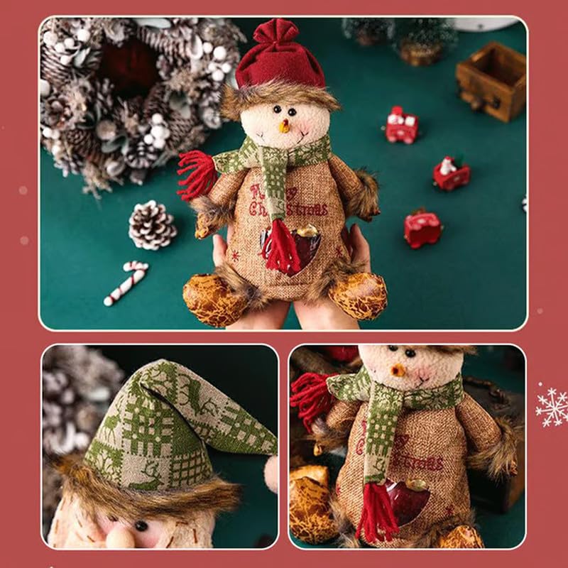 Vdeaszo Christmas Gift Bags Zipper Design for Gifts Apples Candy, Adorable Christmas Gift Bags, Reusable Fabric Storage Bags for Party and Festival Decor (2sets)