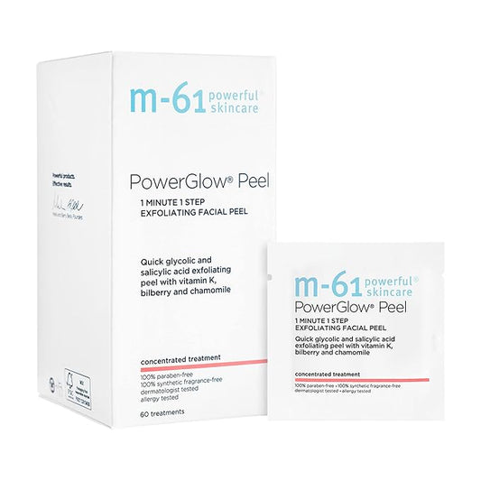 m-61 PowerGlow Peel | Exfoliating Facial Peel With Glycolic, Salicylic Acid. 1 Minute, 1 Step - 60 Treatments