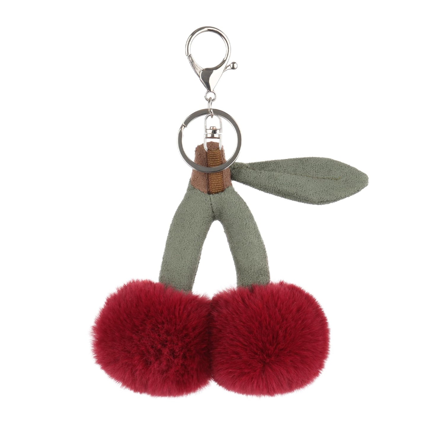 Apricot Lamb Cherry Cute Keychain, Soft Stuffed Plush Keychain Toys for Kids' Backpack Purse, Red