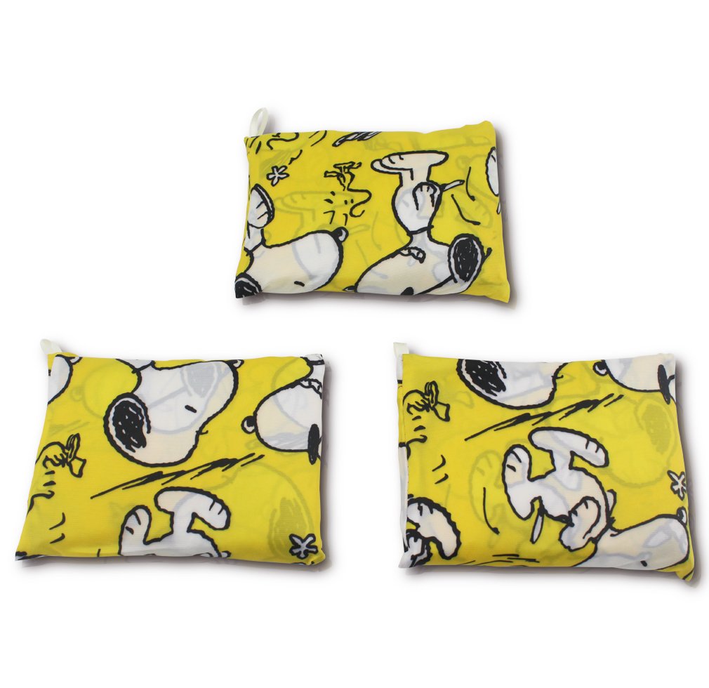 Finex 3 Pcs Set pattern Waterproof Foldable Washable Reusable Grocery Bags White Do Peanut