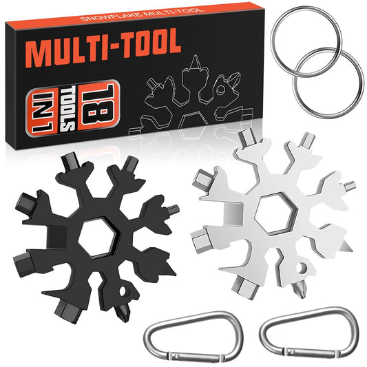 Stocking Stuffers for Adults Men, Christmas Gifts for Men Dad, 2 Pack 18 in 1 Snowflake Multitools Mens Stocking Stuffers, White Elephant Gifts, Tool Cool Gadgets