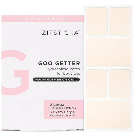 ZitSticka Pimple Patches | Face & Body | Hydrocolloid Patches | Cover Zits & Blemishes | Acne Patches or Zit Spot Stickers | Body Blemish Patch | GOO GETTER BODY PATCH | Pack of 9