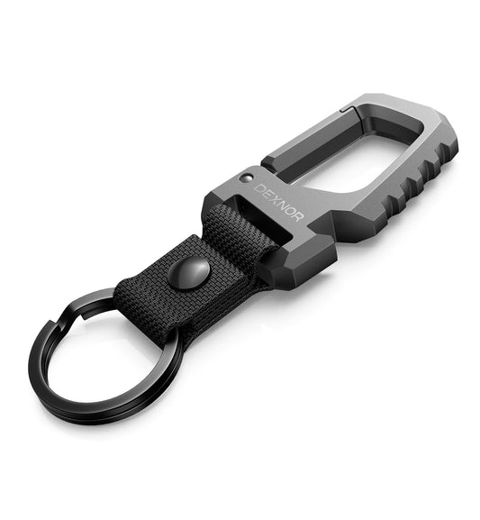 Dexnor Heavy Duty Key Chain Bottle Opener, Carabiner Key Ring Clip Aerospace-grade Stainless Steel Car Key Fob Holder Organizer EDC Keychain Keyring Accessories for Men and Women Black