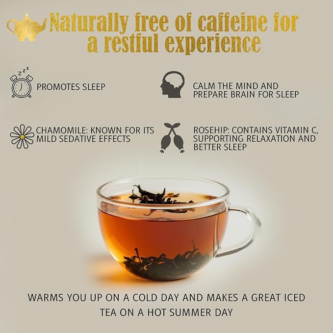 Luna Lullaby Sleep Tea, Organic Loose Leaf Herbal Tea – Calming, Relaxing Bedtime Tea – Chamomile, Valerian Root, Peppermint – 4 oz Resealable Bag (Makes 50 Cups) – The Elegant Elephant