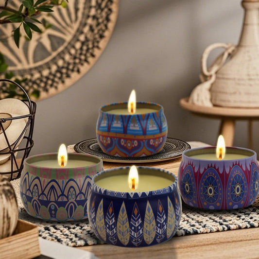 Scented Candles Gift Set for Women - 4 Pack Aromatherapy Candles with 8% Essential Oils, 120H Burn Time, Stress Relief & Relaxation, Soothing, Perfect for Birthday, Christmas, Thanksgiving, Mother