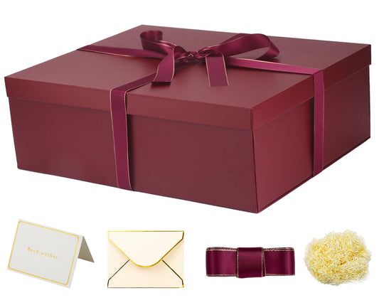 YINUOYOUJIA Large Gift Box 16.5x13x5.5 inches,Burgundy Boxes for Presents,Birthday,Valentine's Day,Mother's Day,Christmas,Anniversary.