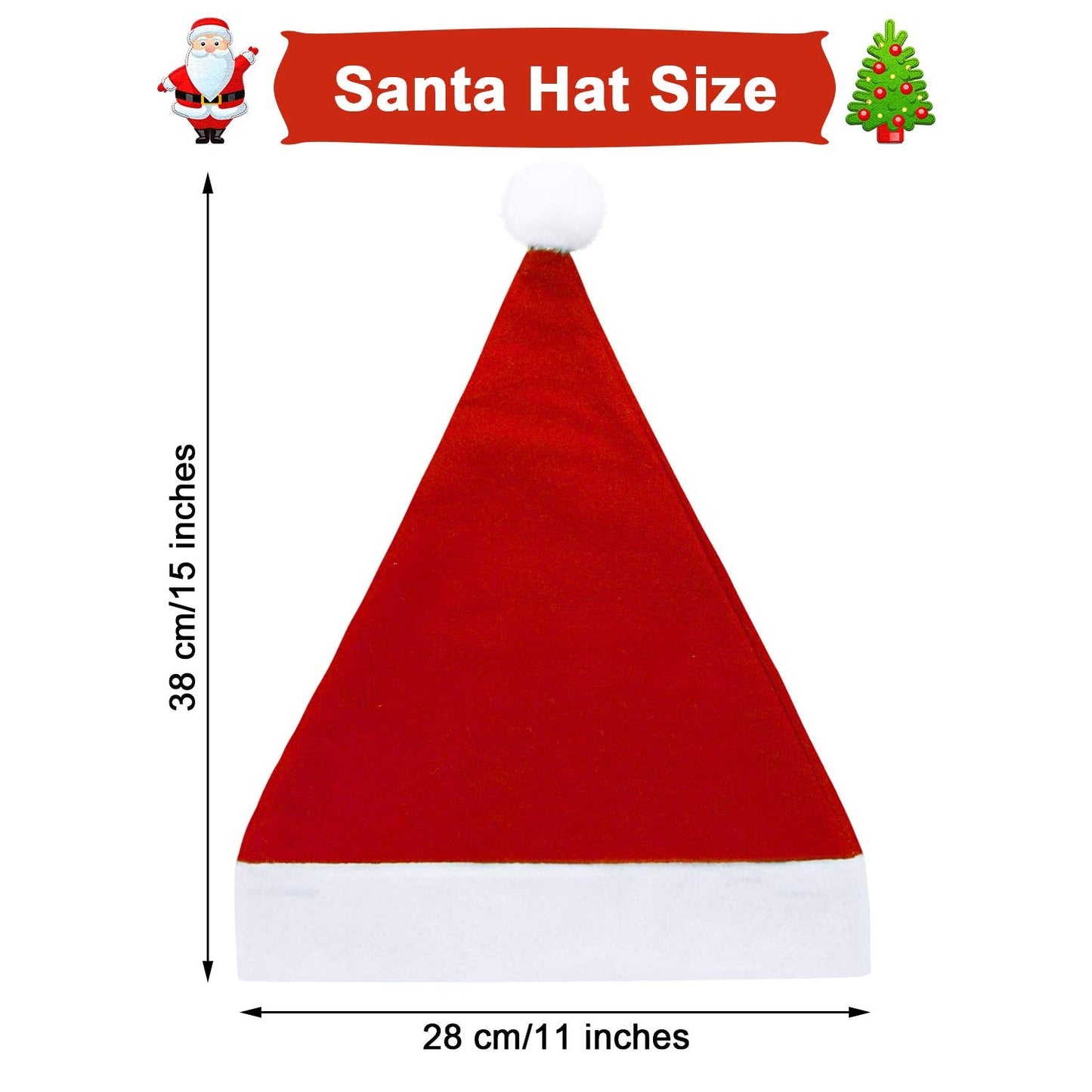 Geyoga 24 Pcs Soft Santa Hat Bulk Women Men Christmas Non Woven Fabric Santa Claus Hat with Pom Xmas Party Supply Decor(11.81 x 15.75 Inch,Red)
