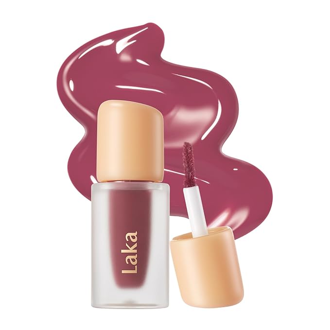 Laka Fruity Glam Lip Tint Mini, Glowing Lip Stain with Wide Color Spectrum, Hydrating & Lightweight Texture, Long-Lasting Bold Stain, Non-Sticky, Vegan, K-Beauty (#102 Dewy)