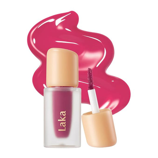 Laka Fruity Glam Lip Tint Mini, Glowing Lip Stain with Wide Color Spectrum, Hydrating & Lightweight Texture, Long-Lasting Bold Stain, Non-Sticky, Vegan, K-Beauty (#106 Juicy)