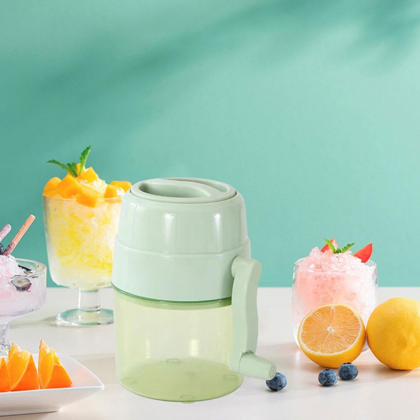 ＫＬＫＣＭＳ Manual Ice Crusher Shaved Ice Machine Compact Lightweight Convenient Snow Cone Machine Mini for Indoor Kitchen Hiking