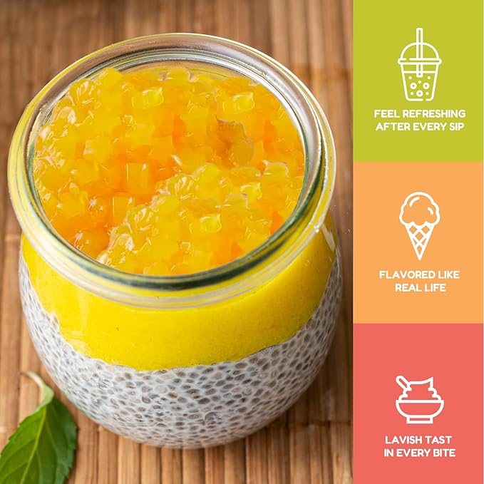 New Fanale Coconut Jelly Topping nata de coco for Boba Tea | Ice Cream | Yogurt | Smoothie | Milk Tea | Desserts (Mango Star Shaped, 6.6 lb)