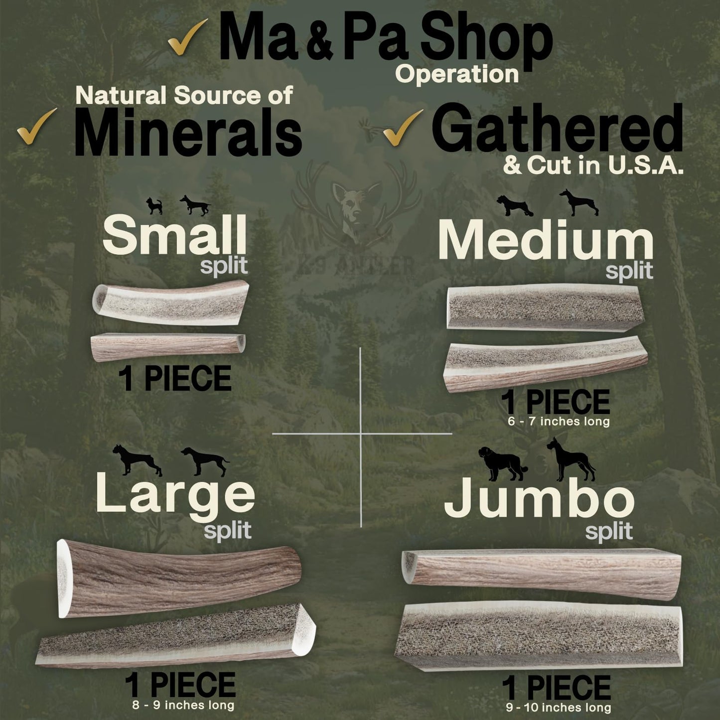 K-9 Antler Co. Elk Antlers for Dogs – Large Split, Irresistible Chew, USA Sourced, Naturally Shed & Ethically Harvested