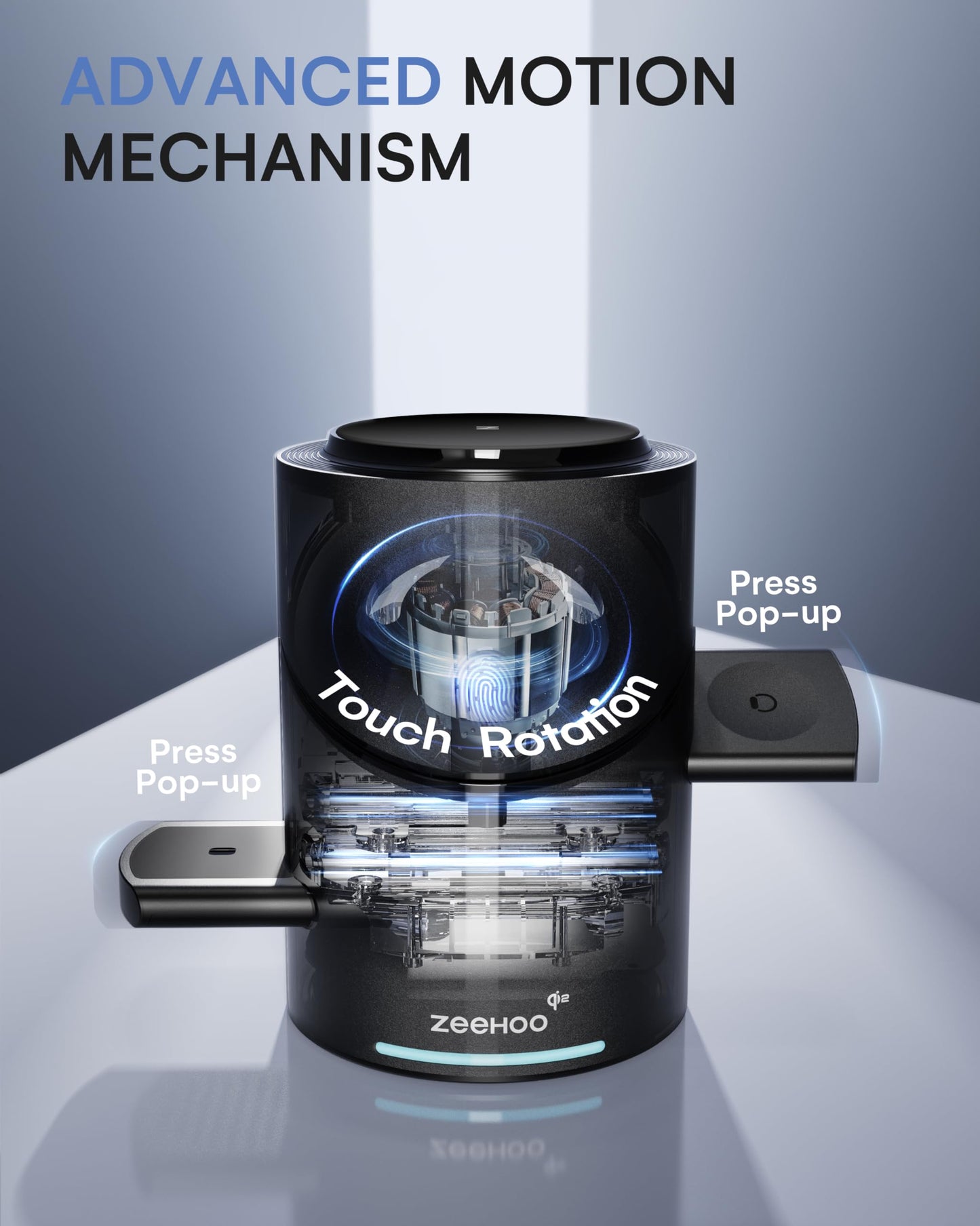 ZEEHOO 3 in 1 Charging Station for Apple Devices, Mag-Safe Charger Stand, Qi2 15W Auto-Rotating Wireless Charging Station for iPhone 16/15/14/13/12 Series& AirPods& iWatch(Black)