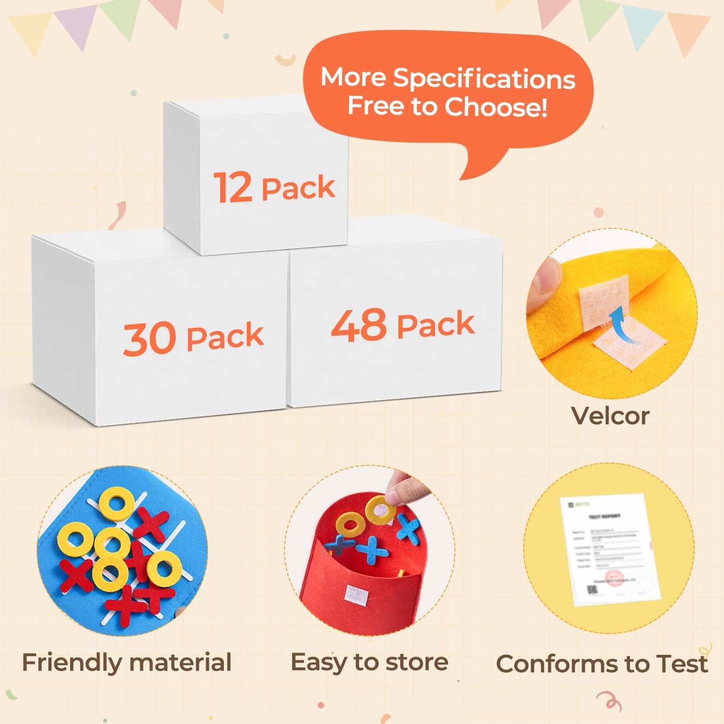 JoyCat Tic Tac Toe Strategic Board Game for Kids and Family,Birthday Party Favors,Classic Educational Toys for Goodie Bag Stuffers,Gifts for Students with Envelope,Easy to Store(Bulk Pack of 30)