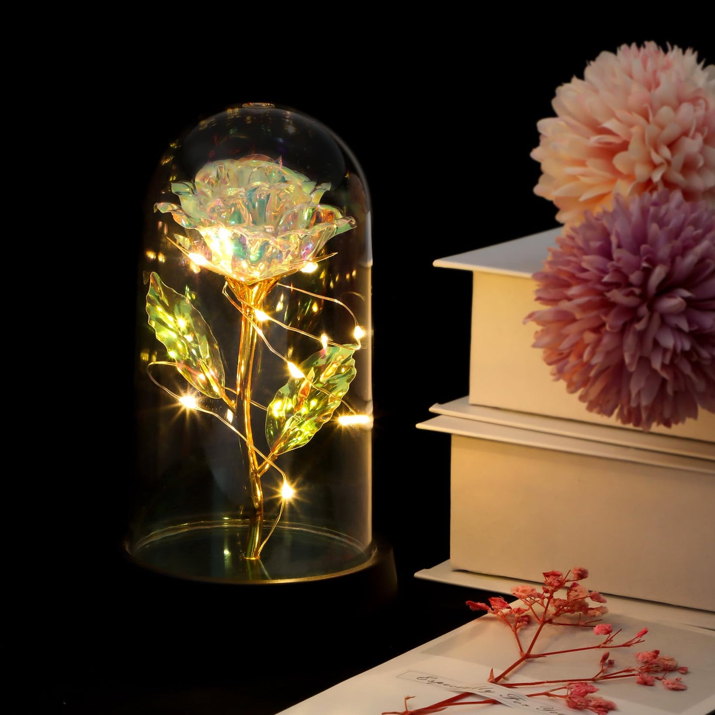 Birthday and Get Well Gifts for Women - Relaxing Spa Care Package With Luxury Flannel Blanket, Light-Up Rose Flower - Unique Self Care Gift Basket for Mom, Wife, Friends