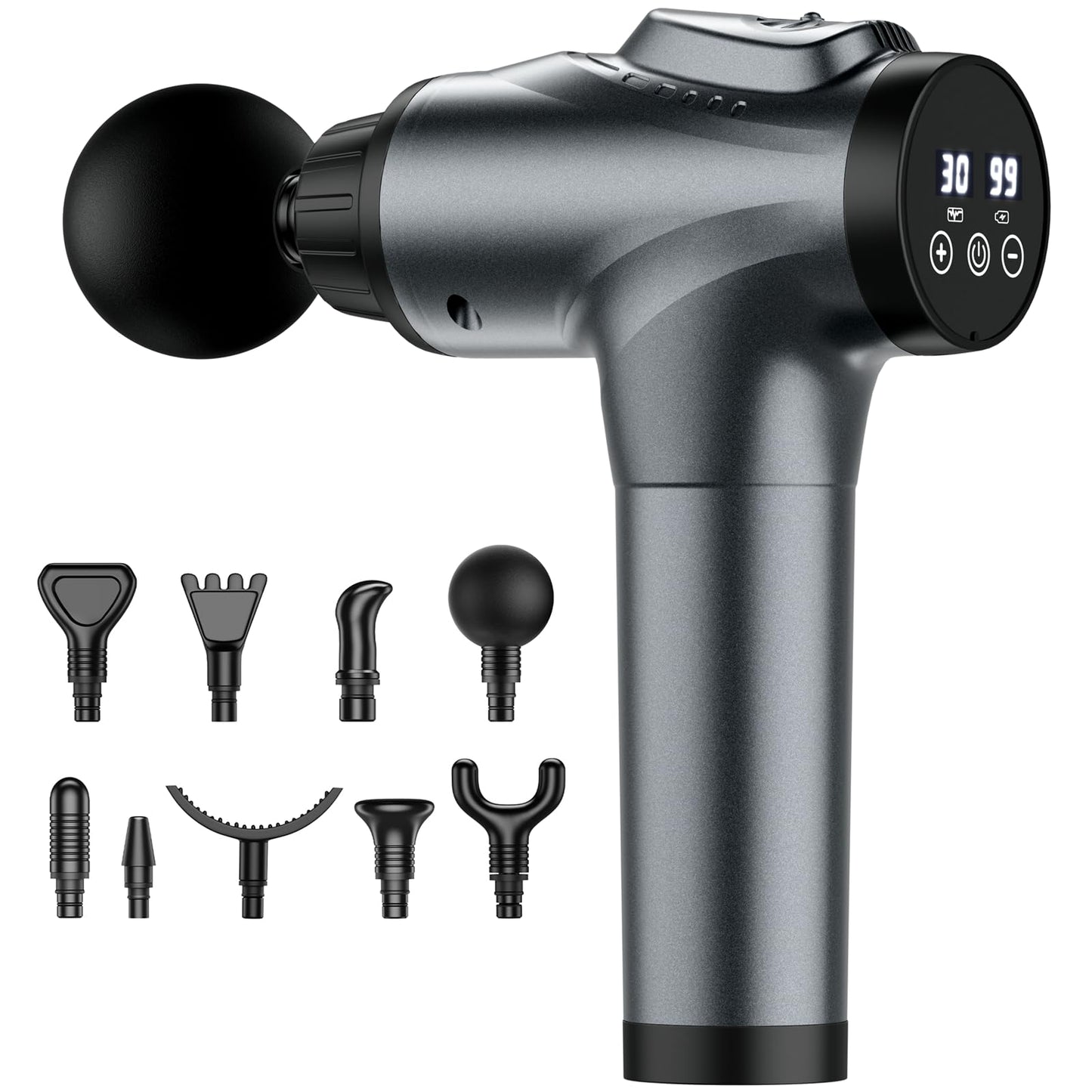 Massage Gun, Muscle Massage Gun for Athletes Handheld Electric Deep Tissue Back Massager, Percussion Massage Device for Pain Relief with 30 Speed Levels 9 Heads