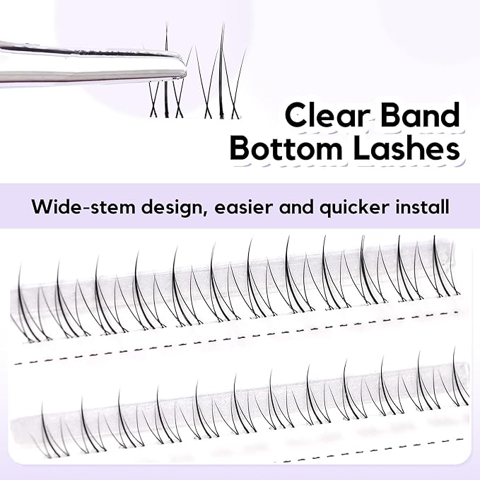 GAQQI Bottom Lash Clusters Natural Bottom Lashes Clear Band, DIY Lash Extensions Lower Lashes, Soft & Comfortable Thin Band Bottom Eyelashes Wispy Daily Style 5mm+6mm 48pcs(B10)