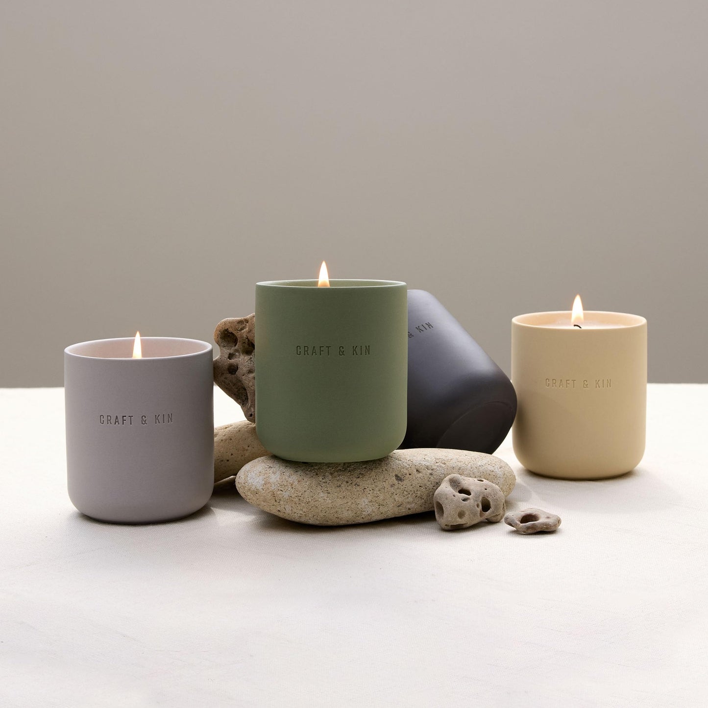 Craft & Kin Scented Candles Discovery Set | 4 Pack of 3oz Candles | 20-Hour Burn Time, Soy Blend Wax, Cotton Wick, Ceramic Jars