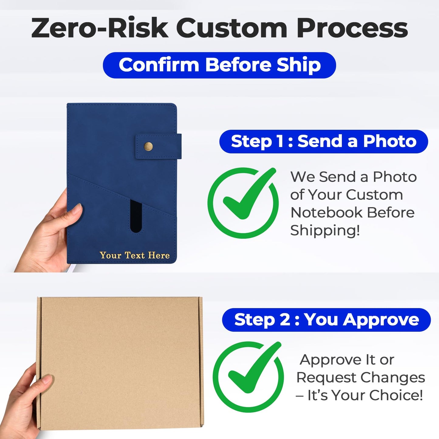 Personalized Journal Notebook, Personalized Hardcover Notebook with Pen Set, A5 Customized Lined Journals for Women and Men, Diary for Women - Birthday, Best Friend, Sister, Mothers Day Gift (Blue)