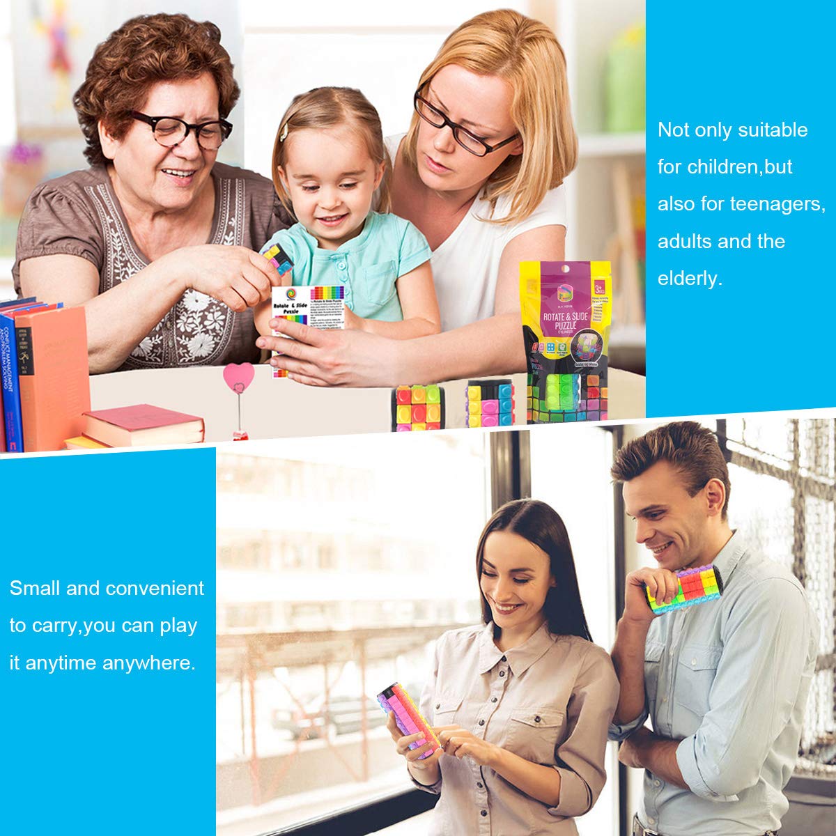 R.Y.TOYS Rotate and Slide Puzzle-Design Patent,Fidget Toys(Restore/Create) 8 Colors,12 Layers-Detach Piece for Quick Play,Brain Teaser,Sensory Toys,Stocking Stuffers,Easter Basket Stuffers Essentials