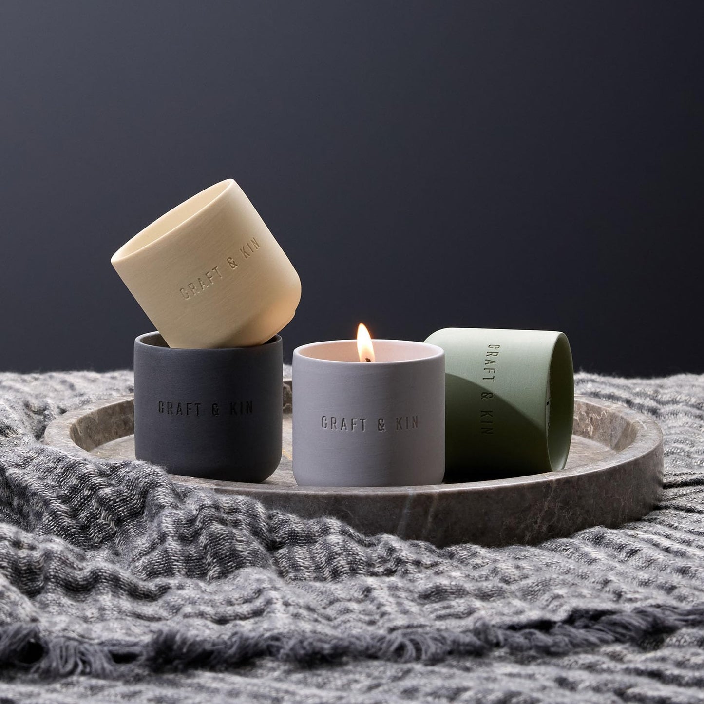 Craft & Kin Scented Candles Discovery Set | 4 Pack of 3oz Candles | 20-Hour Burn Time, Soy Blend Wax, Cotton Wick, Ceramic Jars