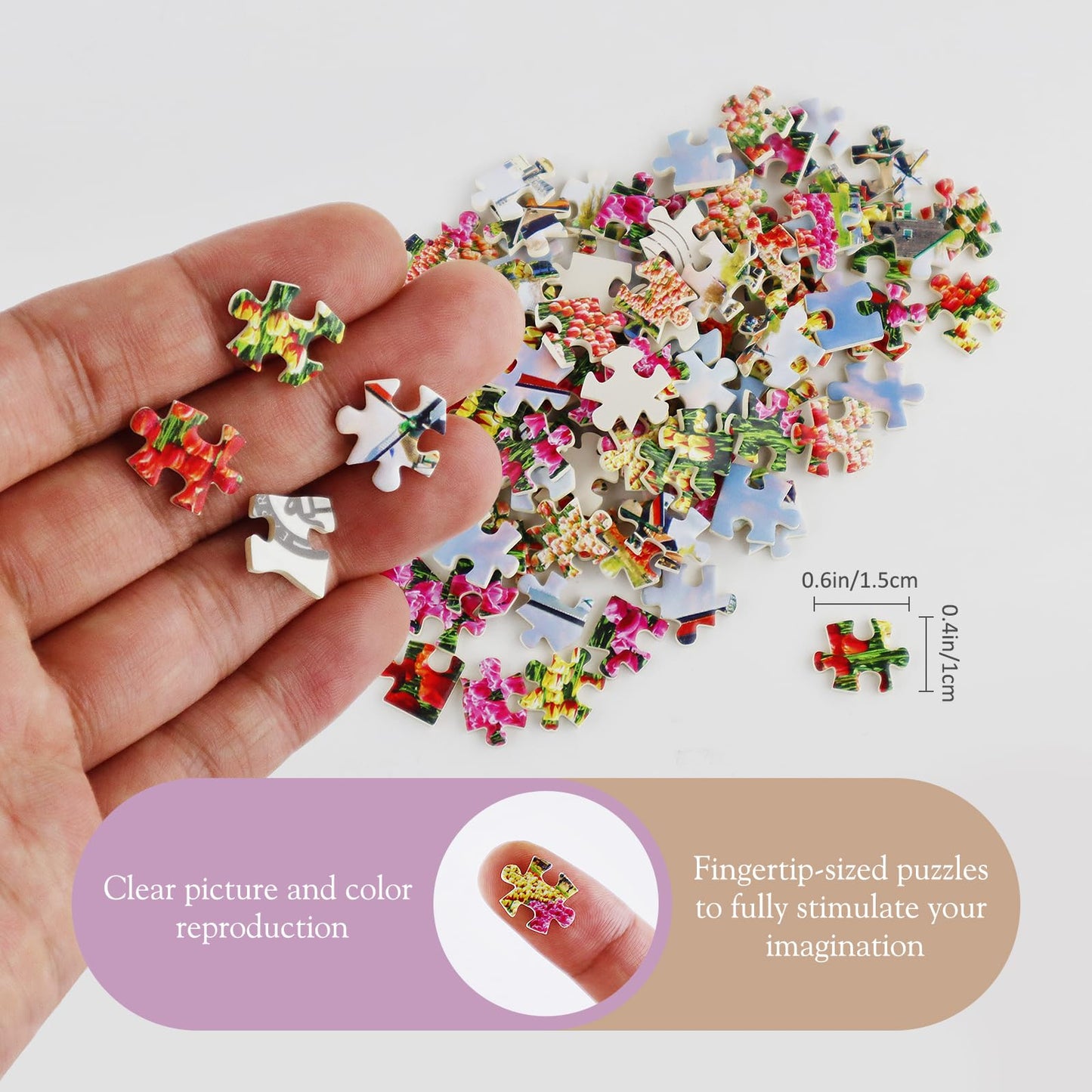 MISITU Small Jigsaw Puzzles for Adults Mini Puzzles 150 Pieces Micro Pieces Small Puzzle Challenging Difficult Puzzles Travel Puzzle Lavender Tulip Sunflowers Jigsaw Puzzle 6 x 4 inch 3 Pack