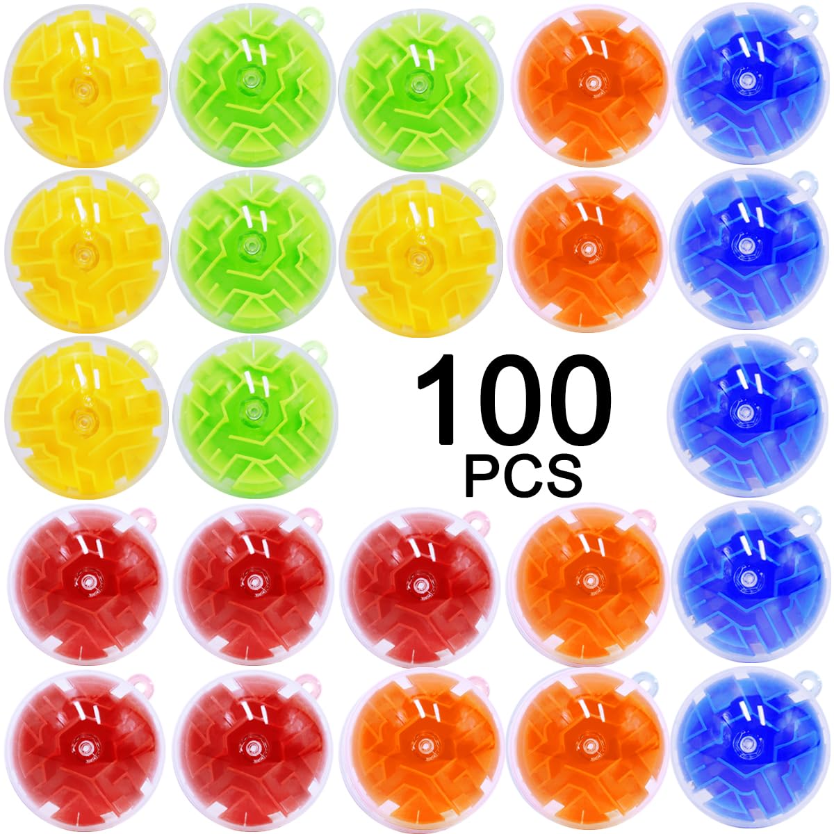 100PCS Brain Teaser Puzzle Ball Fidget Toys Bulk, Mini 3D Maze Balls Puzzles Games Party Favors for Kids 4-8 8-12,Classroom Prizes Stocking Stuffers for Boy Girl Gifts Carnival Prizes Birthday Goodie