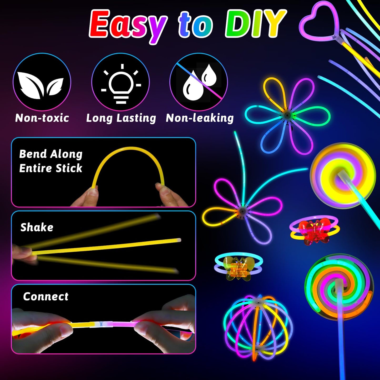 156PCS Glow in The Dark Party Supplies for Kids Adults, Light Up Halloween Party Favor for Kids 4-8 8-12, 100 Glow Sticks Bulk Party Pack DIY Necklaces Rings, LED Glasses Bracelets Neon Party Supplies