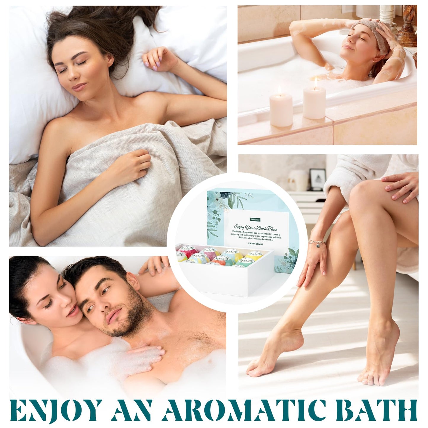 ZenBombs Bath Bombs for Women, 12pcs Handmade Natural Bath Bomb, Stocking Stuffers, Mothers Day Presents for Mom, Bath Bomb with Shea Butter, Valentines Day Gifts for Her and Him