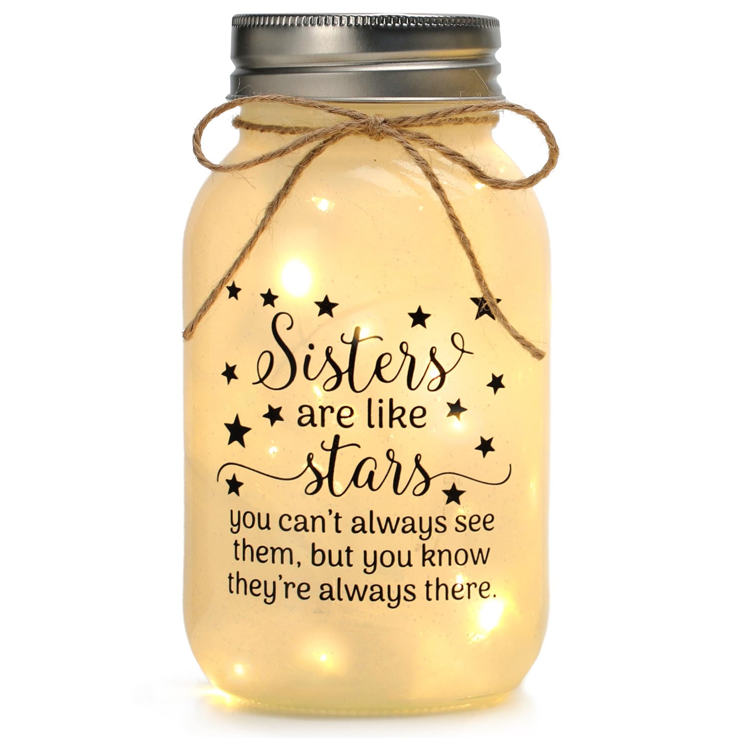 Mason Jar Night Lights for Sister, Sister Birthday Gifts, Christmas Sisters Gifts from Sister, Mason Jar with Warm Lights, Gift for BFF, Bestie, Best Friends