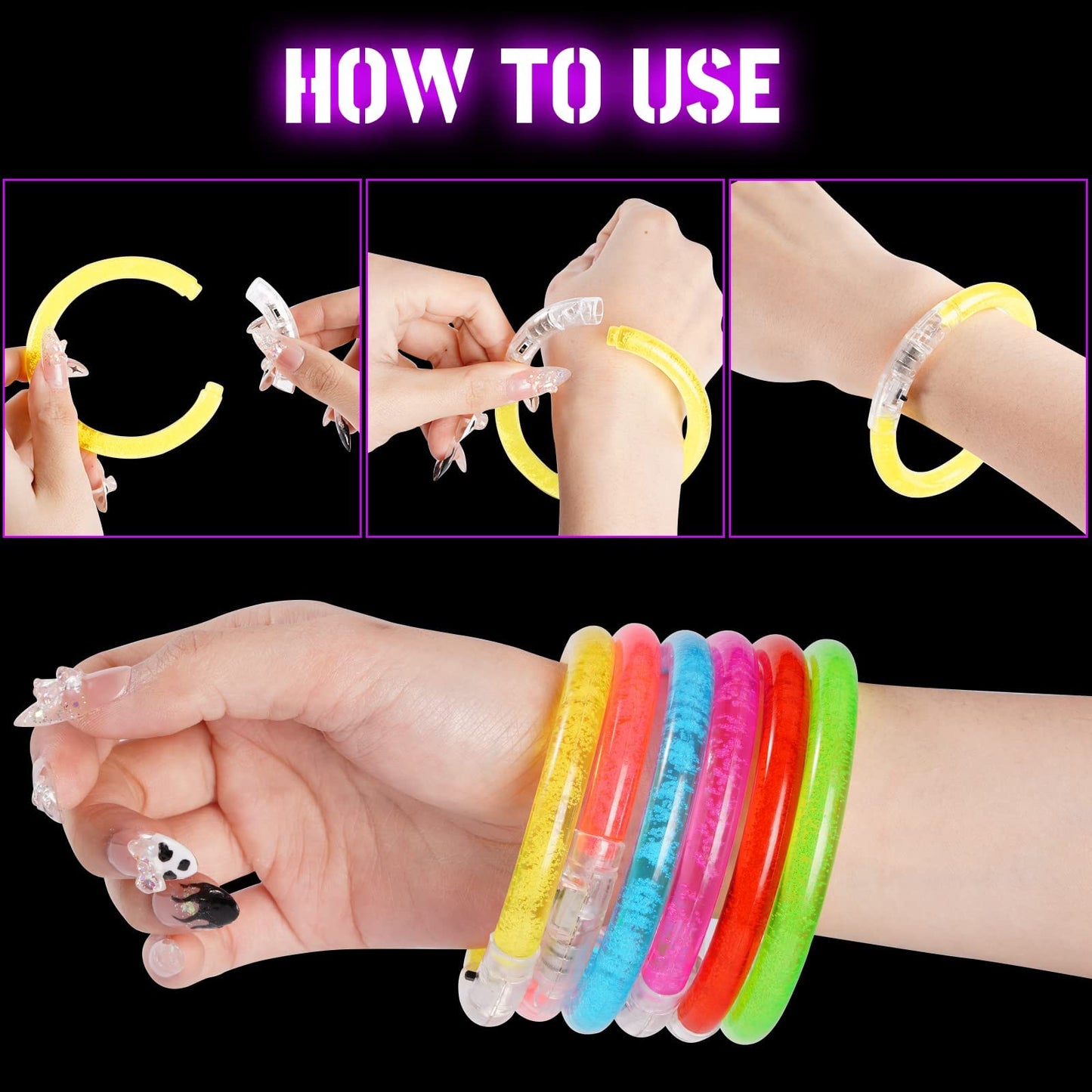36Pcs LED Bracelets Glow Sticks Glow in the Dark Party Supplies for Kids/Adults, Halloween Party Favors for Kids Flashing Light up Toys, Neon Accessories Carnival Birthday Concert Games Gifts