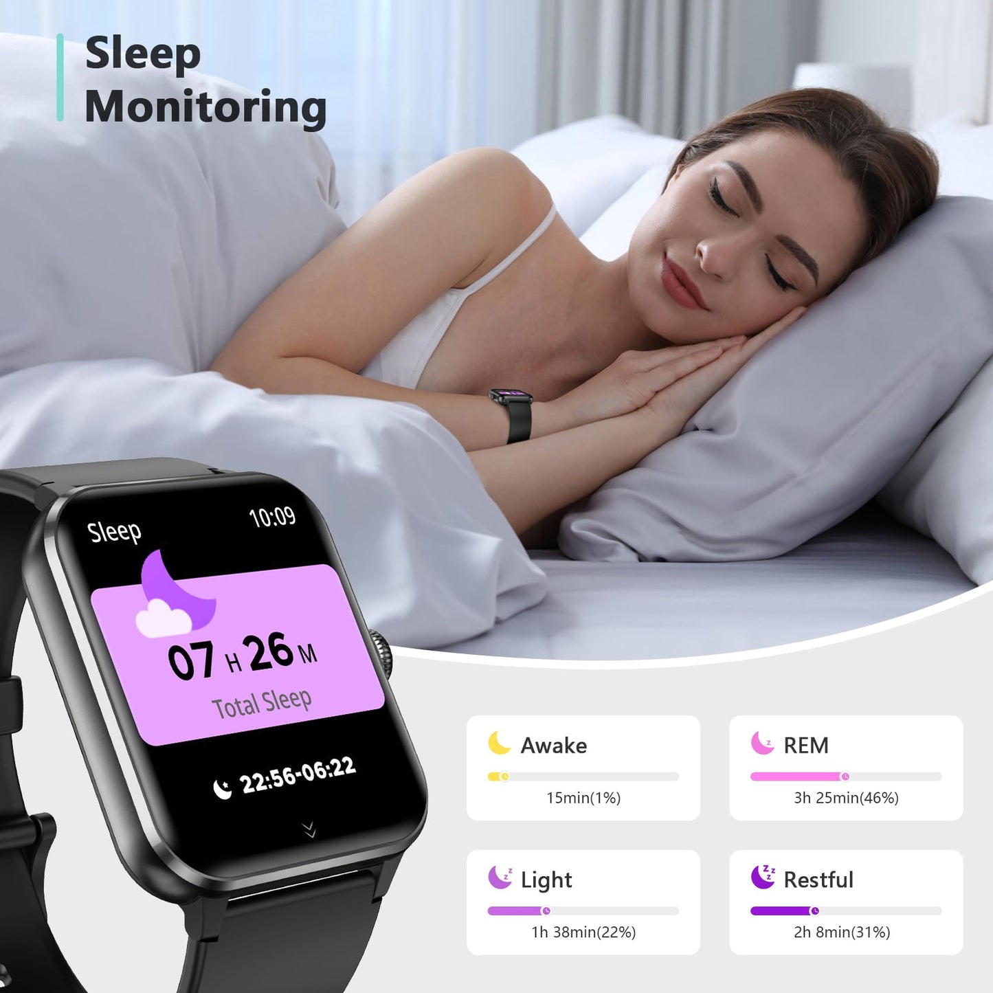 Blackview 2025 Smart Watch (Answer/Make Calls), Fitness Watch for Men and Women with Heart Rate/SpO2/Sleep Monitor/2 Straps, 100+ Sports Modes, IP68 Waterproof Activity Tracker for Android/iPhone