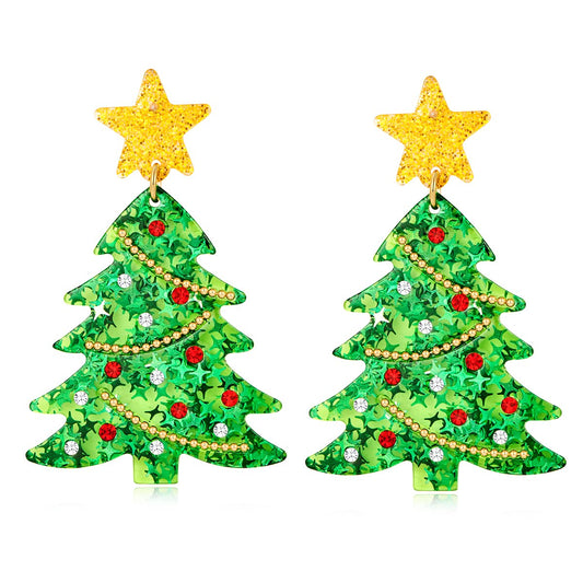 Christmas Tree Earrings for Women Acrylic Drop Earrings Green Tree Earrings