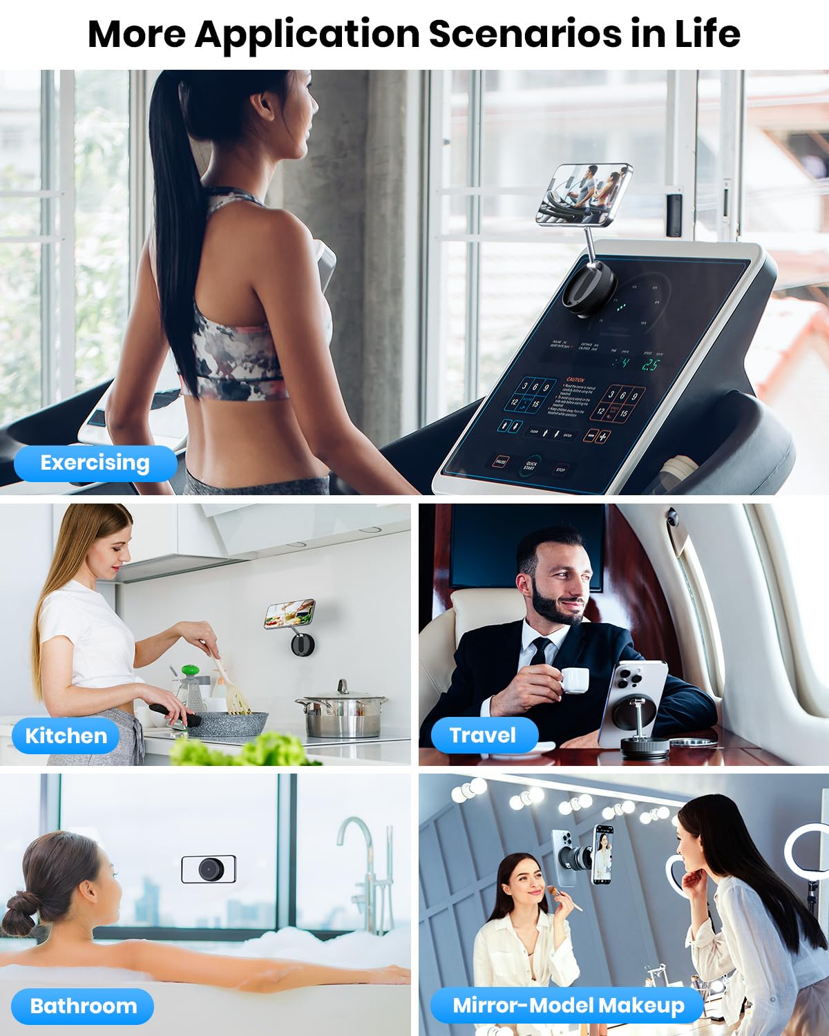 2026 Upgraded 360° Vacuum Magnetic Car Phone Holder for Magsafe [96+LBS Strongest Suction & 2800gf Strongest Magnetic], Adjustable Car Phone Mount for Your Car/Gym/Mirror/Shower for iPhone & Android