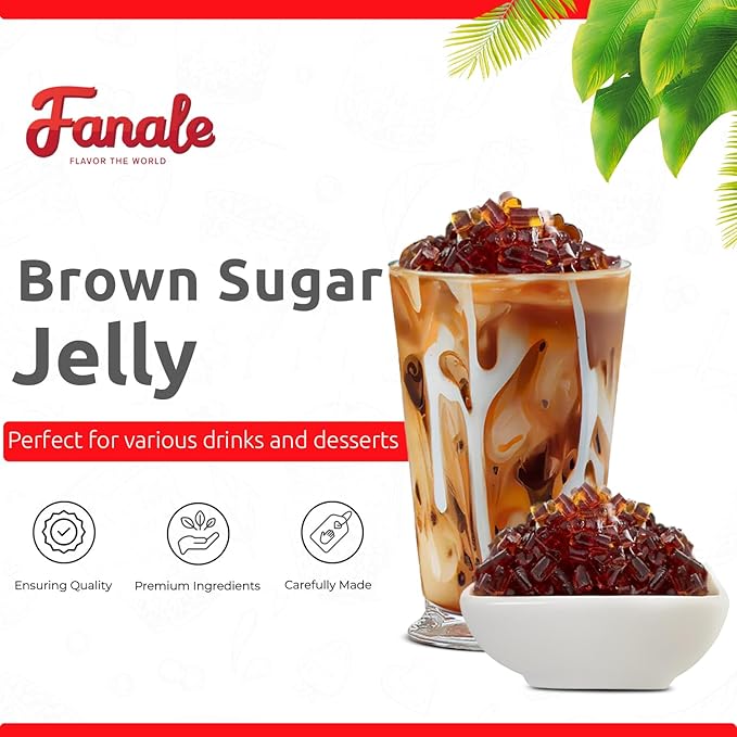 Fanale Coconut Jelly Topping nata de coco for Bubble Tea 400 g | Brown Sugar Jelly | for Boba Tea, Smoothies, Slushes, Desserts 400g