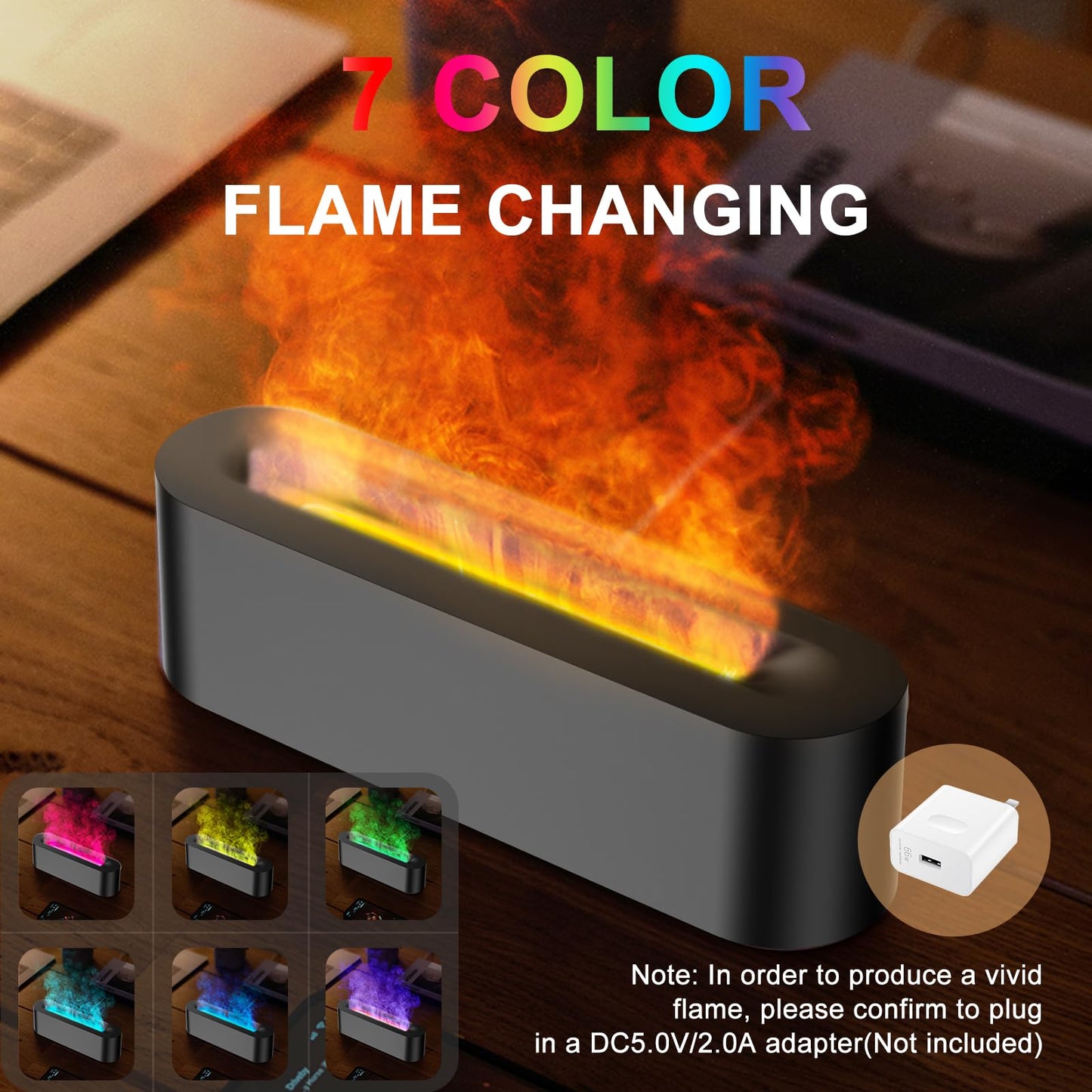 Colorful Flame Fire Diffuser Humidifier, Ultra-Quiet Aroma Essential Oils Aromatherapy Diffusers for Large Room, Bedroom, Office (Timeable, Waterless Auto off-150ml)