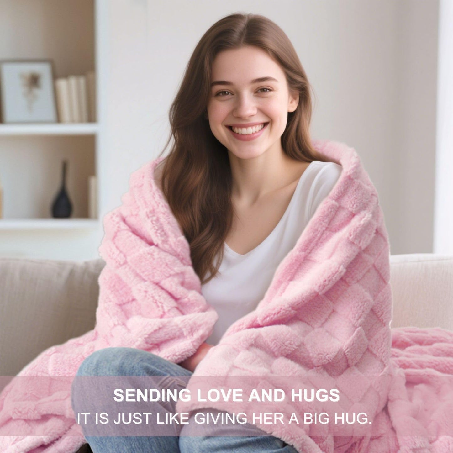 Gracelife Get Well Soon Gifts for Women Hug in a Box Friendship Mothers Day Birthday Thank You Gifts Baskets Birthday Box Sister Friend Female Mom Wife Her Girlfriend Coworker Bestie (Pink)