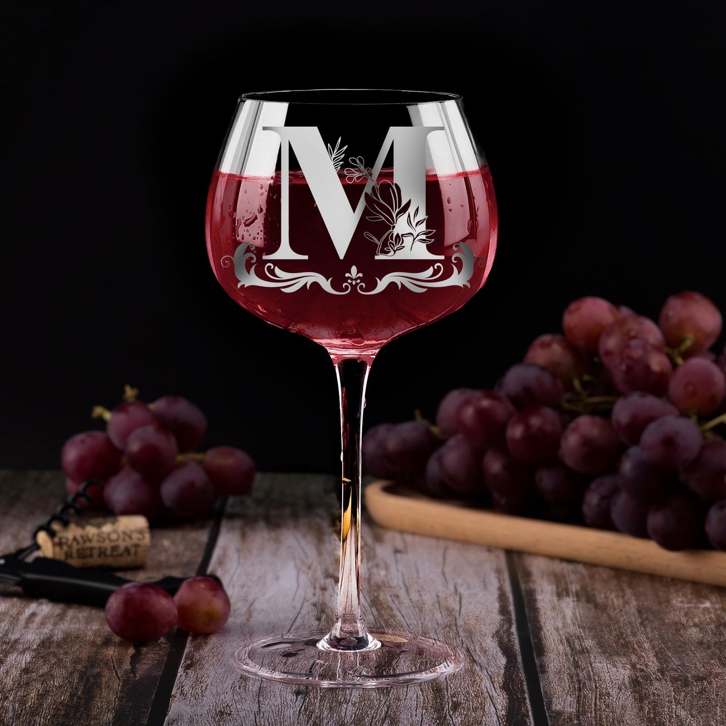 Personalized Monogram Gifts for Women - Customized Initial A-Z Wine Glass, Unique Birthday Christmas Gifts for Her, Mom, Wife, Sister, Daughter, Friend (Letter M)
