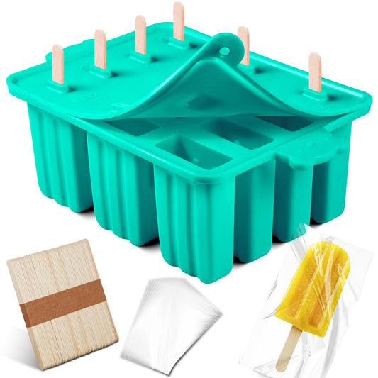 Popsicles Molds, Silicone ice Pop Mold Food Grade Cakesicles Mold For ice Cream 50 Popsicle Sticks 50 Popsicle Bag (Blue, 12 Cavities)