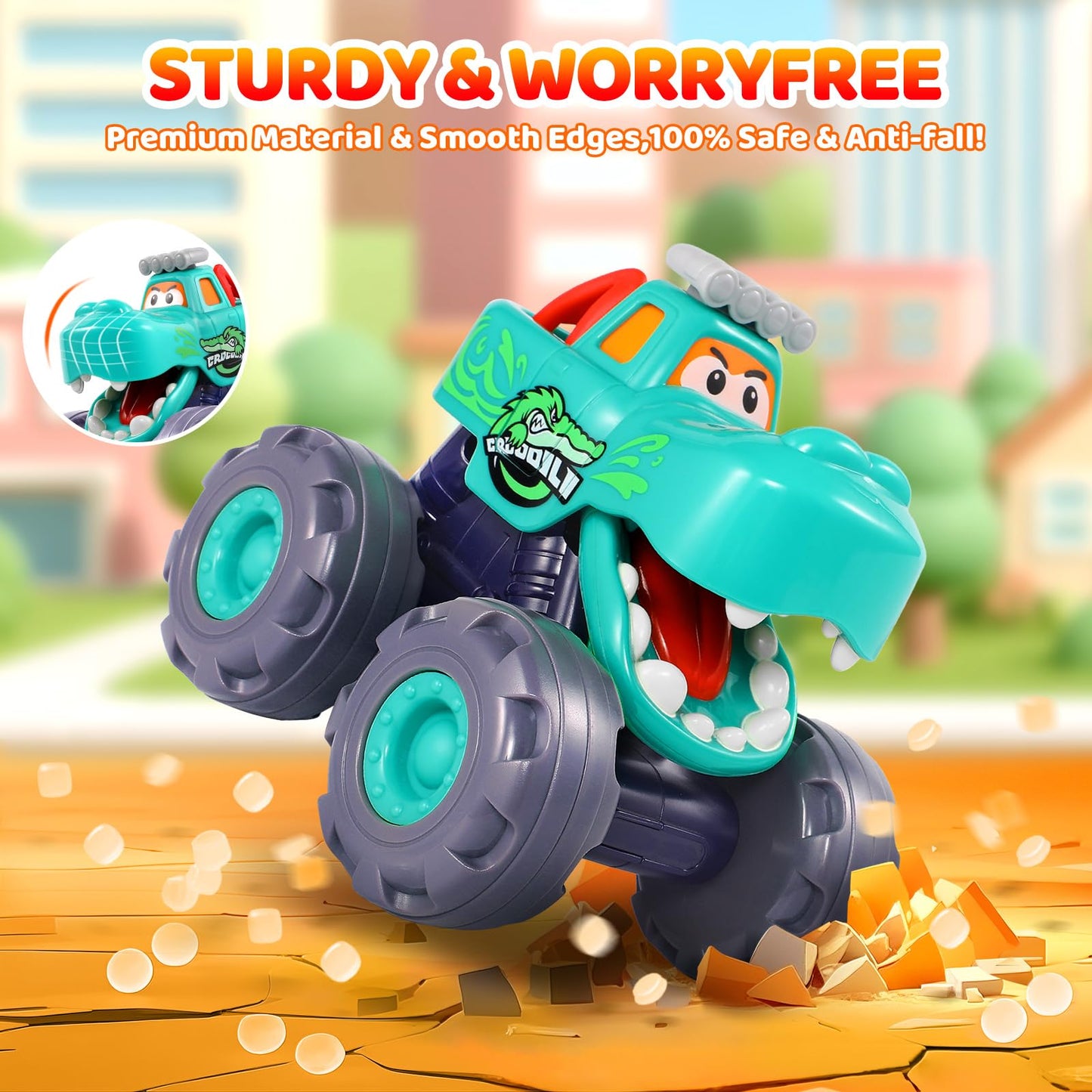 OCATO Car Toys for 1 Year Old Boy Gifts, Pull Back Monster Truck Toy Cars for Toddlers 1-3, 1 2 3 One Year Old Boy Birthday Gift 1st Vehicles Kids Stocking Stuffers Toddler Baby Boys Toys 12-18 Months