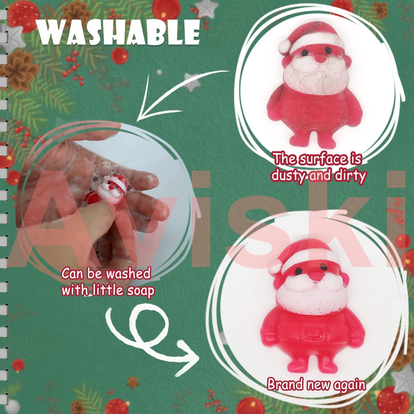 100PCS Christmas Mochi Squishy Toys, Mini Kawaii Christmas Squishies Soft Fidget Toys Stress Squeeze Toys Party Bags Filler, Small Stocking Stuffers for Boys Girls Birthday Gifts