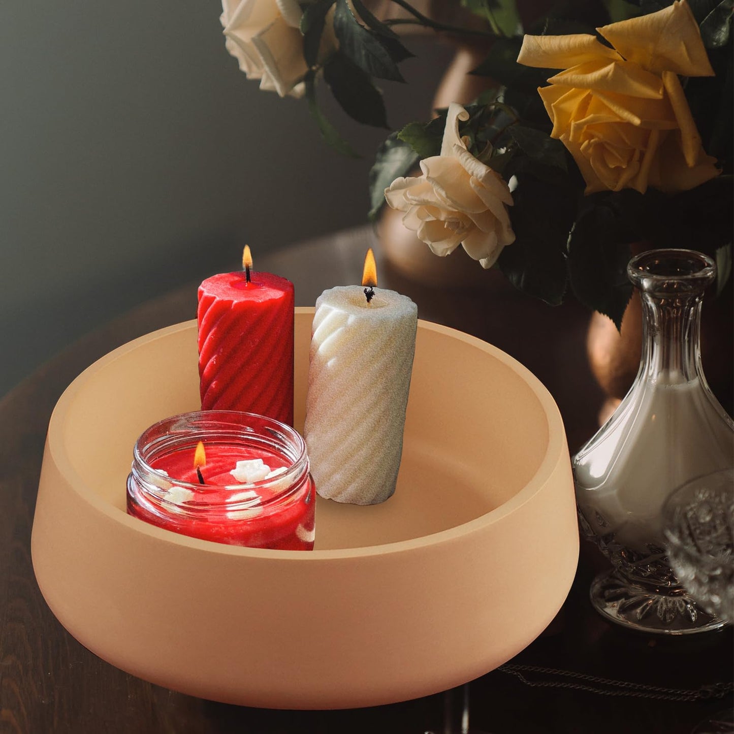 Wehous Large Silicone Bowl Molds, 7.2'' Round Container Resin Concrete Mold for Bowls, Silicone Molds for Epoxy Resin, Christmas Valentine Candle Molds