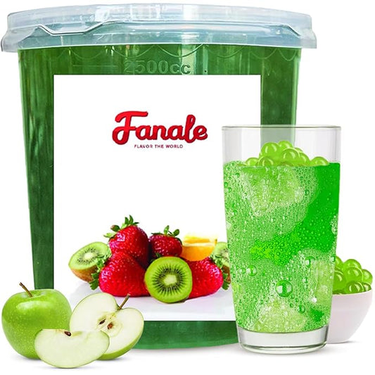 Fanale Green Apple Popping Boba Pearls, Vegan, Non GMO, Gluten Free, Fat Free, Perfect for Bubble Tea, Smoothies, Ice Cream, Desserts, and Beverages.