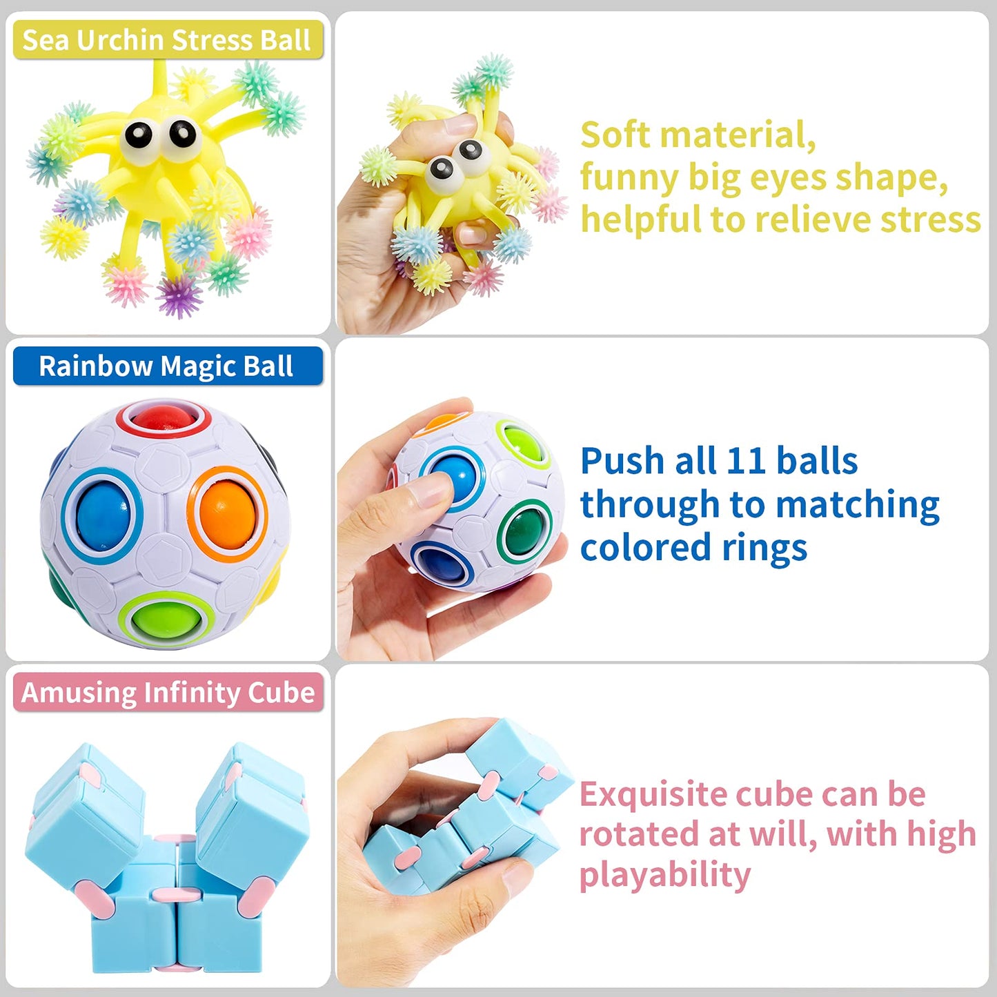 76 Pack Sensory Fidget Toys Set, Stress Relief and Anti-Anxiety Bundle Sensory Toys for Kids Adults, Cool Fidget Packs with Mochi Squishy, Magic Rainbow Ball, Motion Timer, Flippy Chain,Stress Ball...