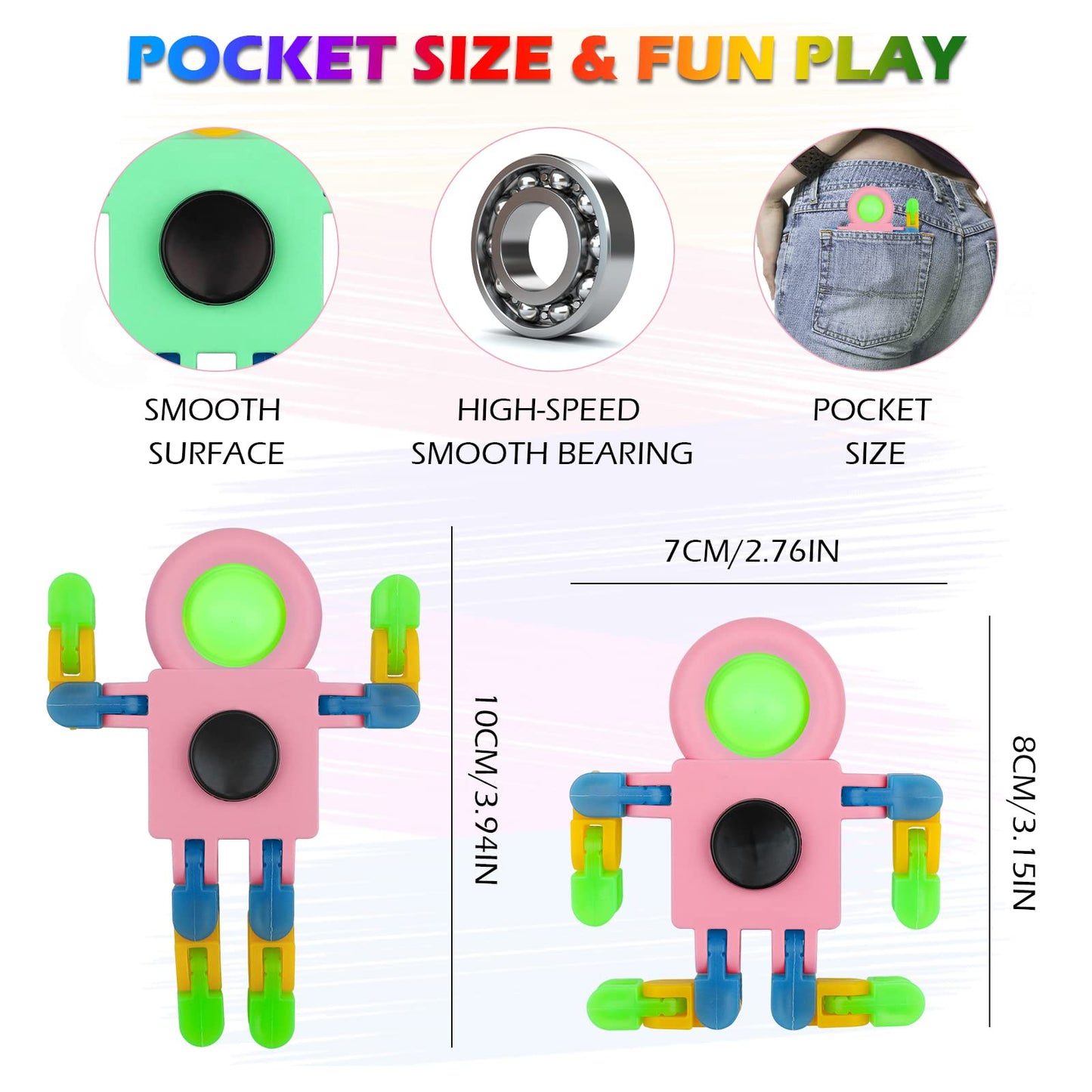 SoulLife 24 Pack DIY Popper Chain Fidget Spinners, Stress Relief Anxiety Reduction Fidget Toys Bulk, Birthday Return Gift Party Favors Classroom Prizes Student Gifts Basket Stocking Stuffers for Kids