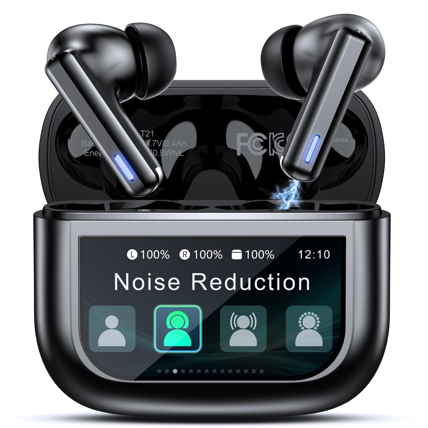 Wireless Earbuds Bluetooth Headphones, Ear Buds with Touch Screen, ANC ENC Noise Cancelling Transparency Mode, 40H Stereo Deep Bass, IPX7 Waterproof, Clear Calls, 5 EQ for iOS Android (Black)