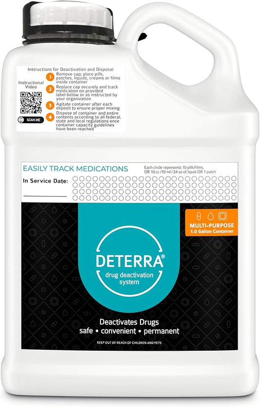 Deterra Multi-Purpose - Drug Deactivation and Medication Disposal System - Safe Medication, Pill, and Liquid Destroyer - 1 Gallon Container (4-Pack)