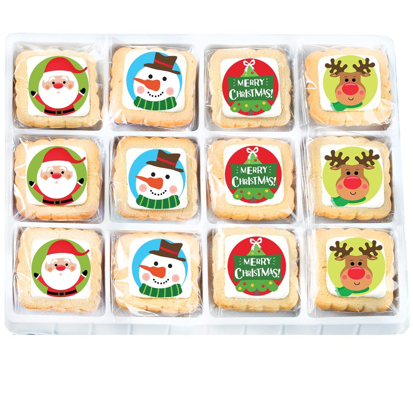 Christmas Cookies Gift Basket for Kids Men Women | Holiday Gourmet Corporate Food Gift INDIVIDUALLY WRAPPED | 12 Decorated Sugar Cookies