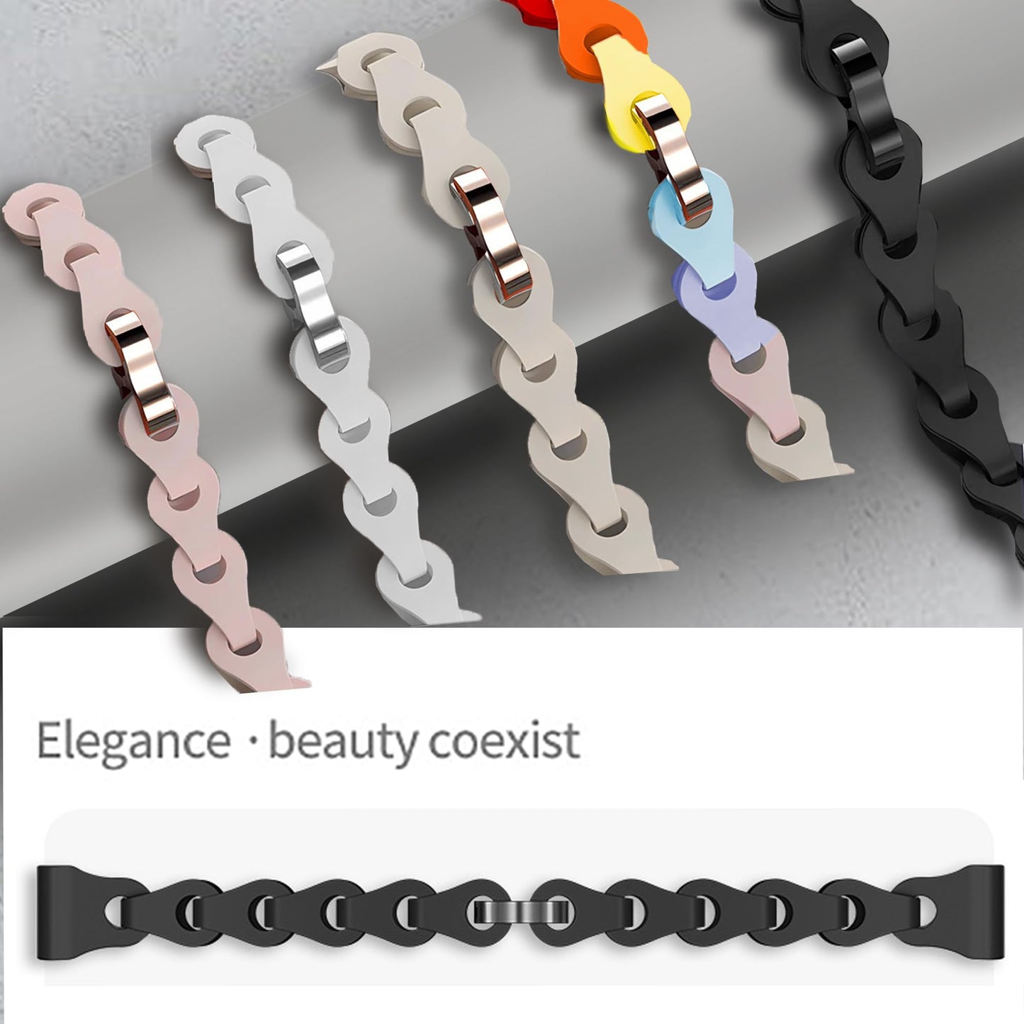 Compatible for FITVII Smart Watch Bands, 16mm,18mm, 20mm, 22mm Elastic Silicone Hollowed Out Replacement Straps Compatible for FITVII Nexa, HM08, HM58, HM57, HM78, HM68, HM21, H56, H86 Smart Watch (2 Pack-Black+Pink, 16mm size band)